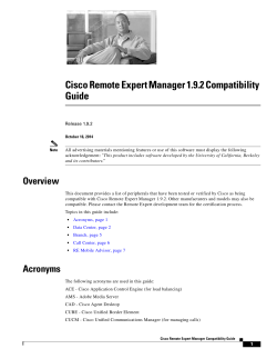 Cisco Remote Expert Manager 1.9.2 Compatibility Guide