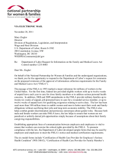 National Partnership Comments to DOL on FMLA Surveys &mdash; November 2011