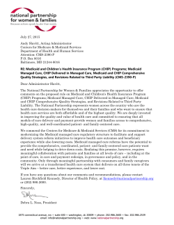 Comments on Medicaid/CHIP Managed Care Proposed Rule (July 2015)