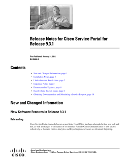 Cisco Service Portal 9.3.1 Release Notes