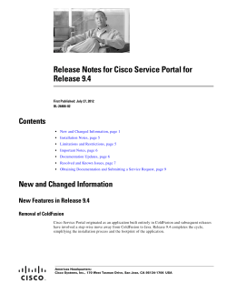 Cisco Service Portal 9.4 Release Notes