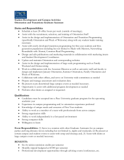 Job Description for Orientation and Transitions