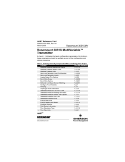 Reference Card: Rosemount 3051S MultiVariable™ Transmitter