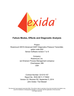 FMEDA Report: Rosemount 3051S HART Diagnostics Pressure Transmitter, option code DA2, Sensor Software revision 7 or 8