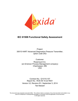 FMEDA Report: 3051S HART Advanced Diagnostics Pressure Transmitter, option code DA2