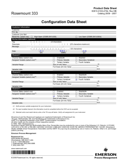 Configuration Data Sheet: Rosemount 333 HART&reg; Tri-Loop&trade;