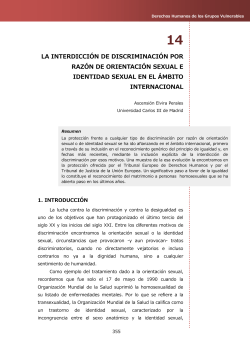 14. La interdicci n de discriminaci n por raz n de orientaci n sexual e identidad sexual en el mbito internacional