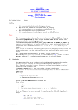 C tutorial in pdf: string and character
