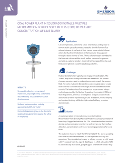Coal Power Plant in Colorado Installs Multiple Micro Motion Fork Density Meters (FDM) to Measure Concentration of Lime Slurry