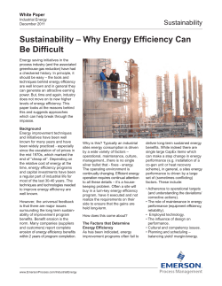 Sustainability &ndash; Why Energy Efficiency Can Be Difficult