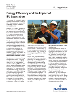 Energy Efficiency and the Impact of EU Legislation