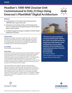 Huadian's 1000-MW Zouxian Unit Commissioned in Only 23 Days Using Emerson's PlantWeb Digital Architecture