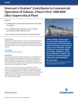 Emerson's Ovation Contributes to Commercial Operation of Yuhuan, China's First 1000-MW Ultra-Supercritical Plant