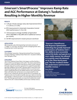 Emerson&rsquo;s SmartProcess Improves Ramp Rate and AGC Performance at Datang&rsquo;s Tuoketuo Resulting in Higher Monthly Revenue