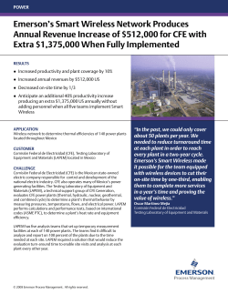 Emerson&rsquo;s Smart Wireless Network Produces Annual Revenue Increase of $512,000 for CFE