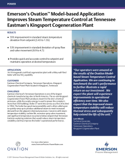 Emerson&rsquo;s Ovation Model-based Application Improves Steam Temperature Control at Tennessee Eastman&rsquo;s Kingsport Cogeneration Plant