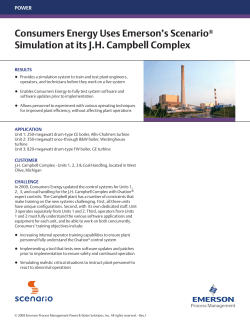Consumers Energy Uses Emerson 's Scenario Simulation at its J.H. Campbell Complex