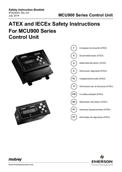 MCU900 Series Control Unit &ndash; ATEX and IECEx Safety Instructions
