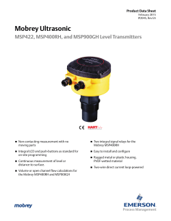 Mobrey Ultrasonic MSP422, MSP400RH, and MSP900GH Level Transmitters
