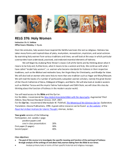 Holy Women in Judaism, Christianity, and Islam