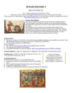 Jewish History I: Late Antiquity to 1500