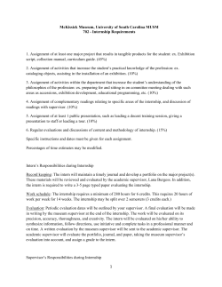 Museum Management Graduate Certificate Internship Guidelines