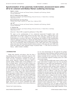 Synchronization of two-passively modelocked, picosecond lasers within 20 fs for coherent anti-Stokes Raman scattering microscopy