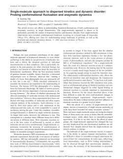 Single-molecule approach to dispersed kinetics and dynamic disorder: Probing conformational fluctuation and enzymatic dynamics