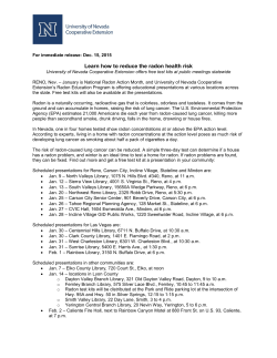 Radon presentations - University of Nevada Cooperative Extension - during January 2016 Radon Month