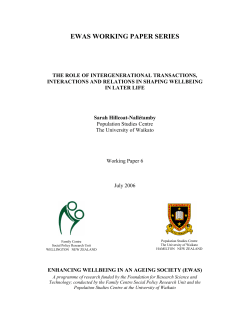 The Role of Intergenerational Transactions, Interactions and Relationships in Shaping Wellbeing in Later Life.