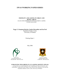 Fertility and Ageing in Urban and Rural Areas: Is Location Important for Successful Ageing in New Zealand?