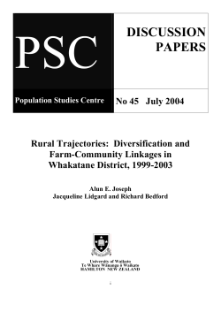 Rural Trajectories: Diversification and Farm-Community Linkages in Whakatane District, 1999-2003