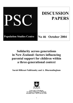 Solidatiry across generations in New Zealand: factors influencing parental support for children within a three-generational context