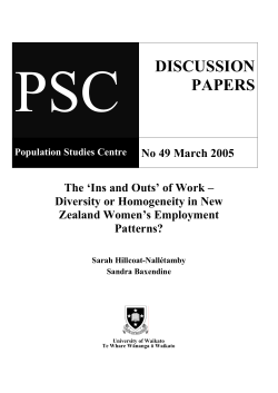 The 'Ins and Outs' of Work - Diversity or Homogeneity in New Zealand Women's Employment Patterns