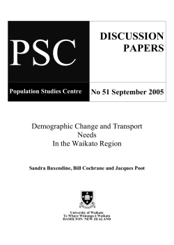 Demographic Change and Transport Needs In the Waikato Region