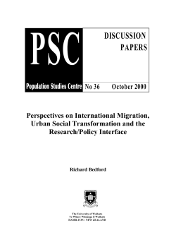 Perspectives on International Migration, Urban Social Transformation and the Research/Policy Interface