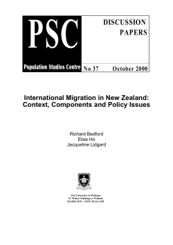 International Migration in New Zealand: Context, Components and policy Issues