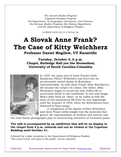"A Slovak Anne Frank?: The Case of Kitty Weichherz"
