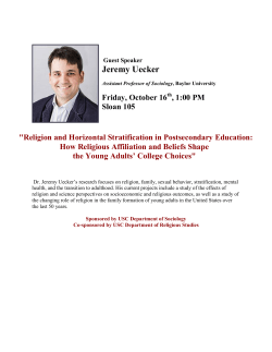 " Religion and Horizontal Stratification in Postsecondary Education: How Religious Affiliation and Beliefs Shape the Young Adults&rsquo; College Choices"