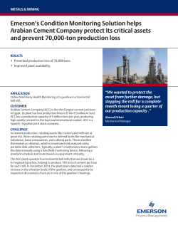 Emerson&rsquo;s Condition Monitoring Solution helps Arabian Cement Company Protect Its Critical Assets and Prevent 70,000-ton Production Loss
