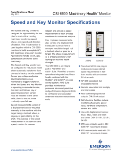 Speed and Key Monitor Specifications (A6312 and A6312-8)