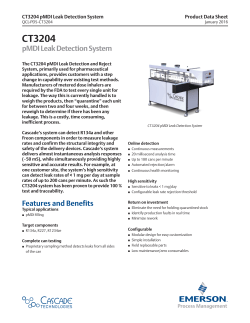 Product Data: CT3204 pMDI Leak Detection System
