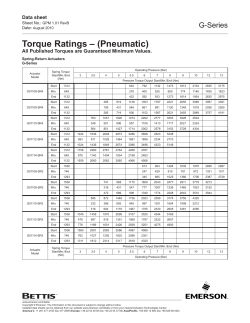 G-Series Pneumatic Spring-Return Torque Ratings Data Sheet - Metric