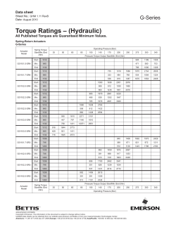 G-Series Hydraulic Spring-Return Torque Ratings Data Sheet - Metric