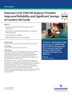 Emerson's CSI 5200 Oil Analyzer Provides Improved Reliability and Significant Savings at Cartiere del Garda