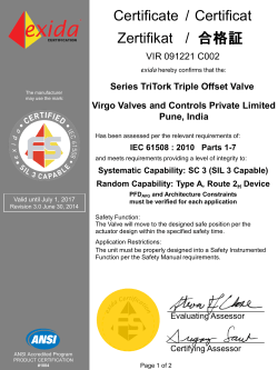 SIL Certificate - Triple offset butterfly valves