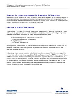 Technical White Paper: Selecting the correct process seal for Rosemount GWR products