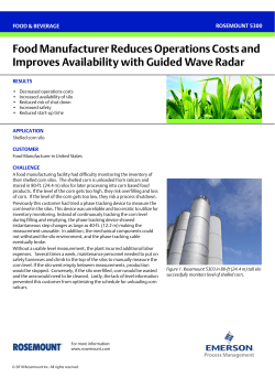 Proven Result: Food Manufacturer Reduces Operations Costs and Improves Availability with Guided Wave Radar