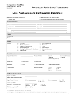 Configuration Data Sheet: Rosemount Radar Level Transmitters