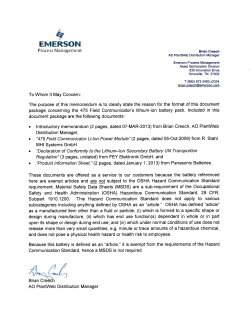 475 Li-Ion Battery OSHA Exemption Statement
